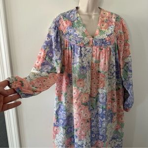 Vintage Komar floral zip down poet sleeve maxi caftan dress (binHHH)